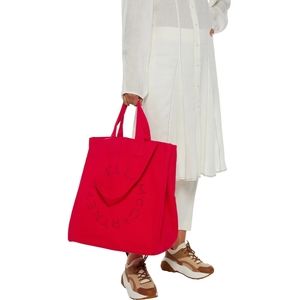 STELLA MCCARTNEY Logo Red Cotton Canvas Tote